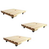 Kit Com 3 Decks De Madeira 30x30 Cm Para Jardim Com Rodas