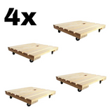 Kit Com 4 Decks De Madeira 30x30 Cm Para Jardim Com Rodas