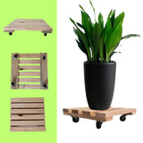 Kit Com 4 Decks De Madeira 30x30 Cm Para Jardim Com Rodas